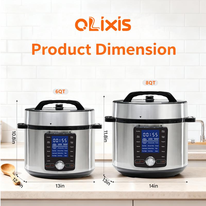 Electric Pressure Cooker 8Quart, 24 Functions in 1, Stainless Steel Pressure Cooker for Canning, Slowcook, Yogurt, Steam, Rice Grain, Soup, Bean, Poultry, Beef, Bake, Stew, Porridge