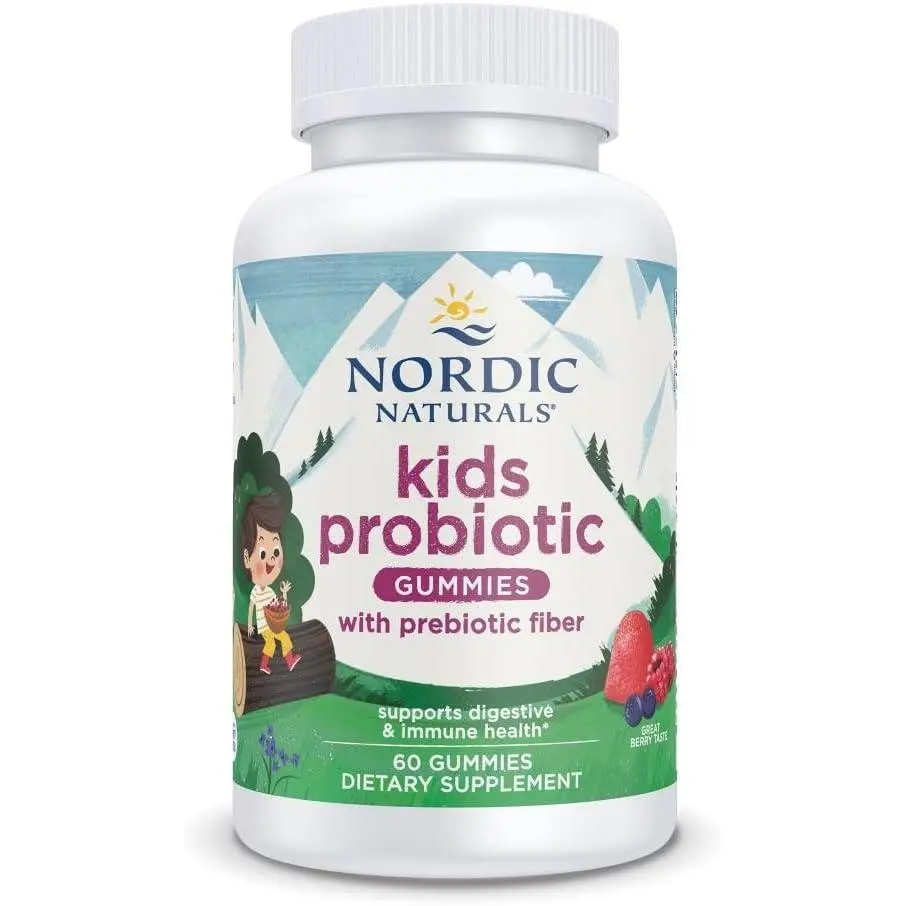 Nordic Naturals Kids Probiotic Berry Gummies - 250 mg, 1.5B CFU per Serving, 60-Count Strawberry-Watermelon Children's Wellness Supplement