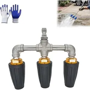 High-pressure washer rotary nozzle, aluminum alloy ceramic core, stainless steel tee fitting, 4000 PSI