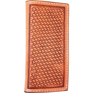 Double J Saddlery Hand-Tooled Checkbook Wallet