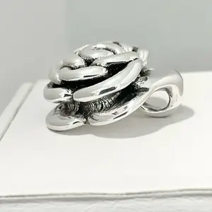 Sterling Silver 925 Small Rose Lightweight Hollow Pendant