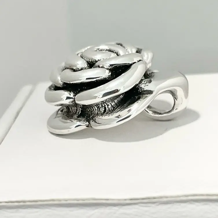 Sterling Silver 925 Small Rose Lightweight Hollow Pendant