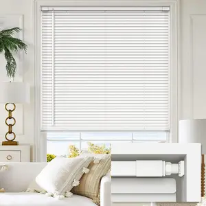 No Tools No Drill 1" Vinyl Mini Cordless Blinds for Windows, Light Filtering Horizontal Window Blinds & Shades, 34" W x 36" H, White