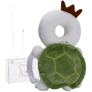 Baby Walker Head Protector Toddler Adjustable Safety Pad Backpack with Crawling Safety Leash White Tortoise