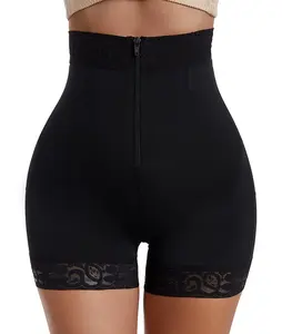 Women's High-Waisted Body Shaper – Tummy Control Shapewear with Steel Bones & Hook-Zipper Closure – Hip Lift Compression Shorts for Slimming, Waist Training & Postpartum Recovery (Black, 4 sizes)