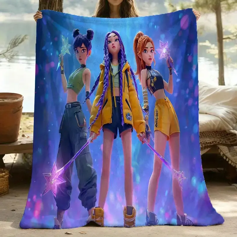 Cute Kpop Girls Blanket, Soft Plush Flannel Throw Blanket, Cozy Room Decor Gift for Teens, Music Lovers & Fans
