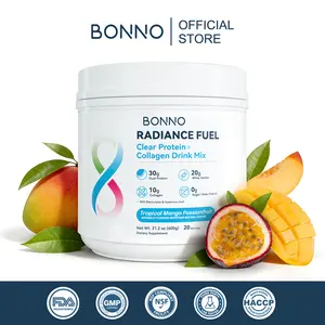 Bonno 30g Dual Protein Powder with Clear Whey & Collagen for Muscle Recovery & Glowing Skin, Refreshing Mango Passionfruit, 20 Servings Drink Mix Fitness Endurance Supplement Electrolytes