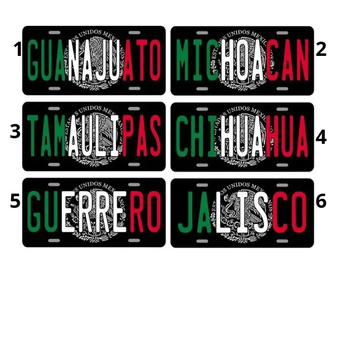 Mexico State Auto Plates - Premium Quality Aluminum Novelty Front Bumper Car Tag & Mexican Pride Vehicle Decor (12x6)