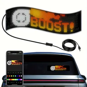Blumi Light Scrolling Bright LED Panel, Flexible USB LED Car With Bluetooth App Control, Custom Text Animation Programmable LED Display for Store Bar