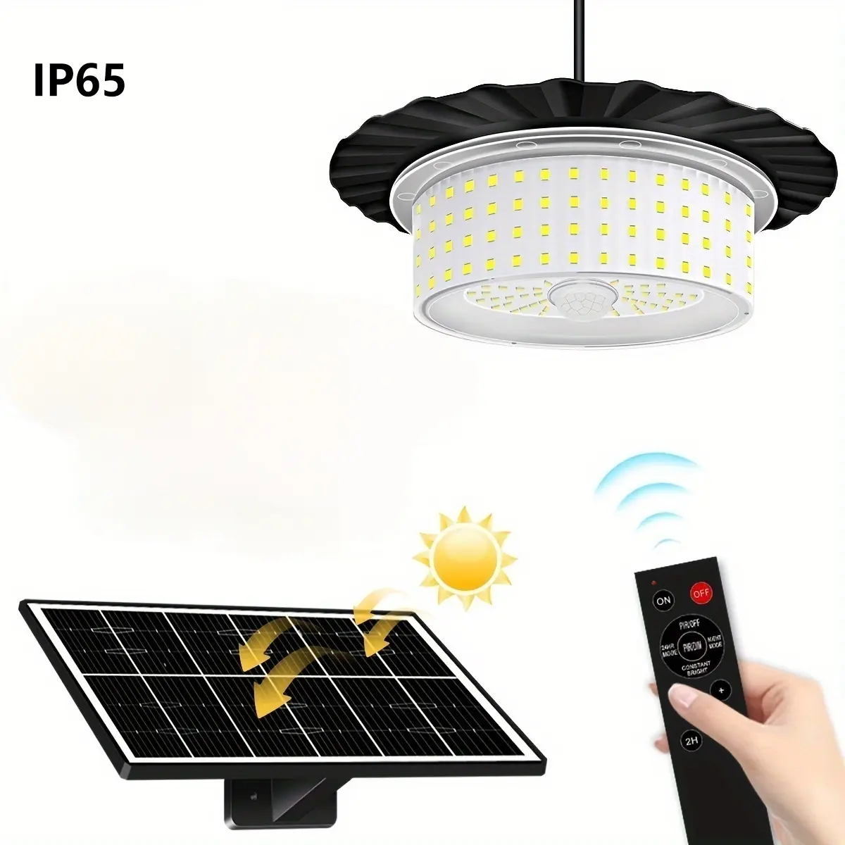 Solar Hanging Light with 244 LEDs IP65 Rated Remote Control or Push ...