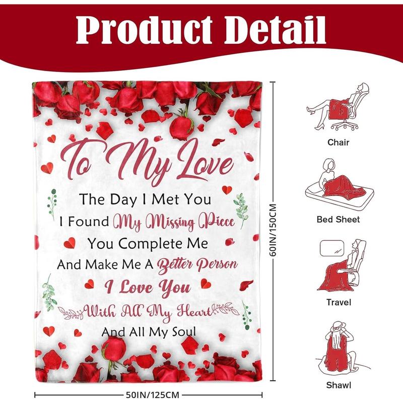 Gifts for Her Wife Girlfriend - to My Love Blanket - Anniversary Romantic Gift for Women - I Love You Gifts for Her - Wife Girlfriend Birthday Gift Ideas - Christmas & Valentines Day - 50"x60"