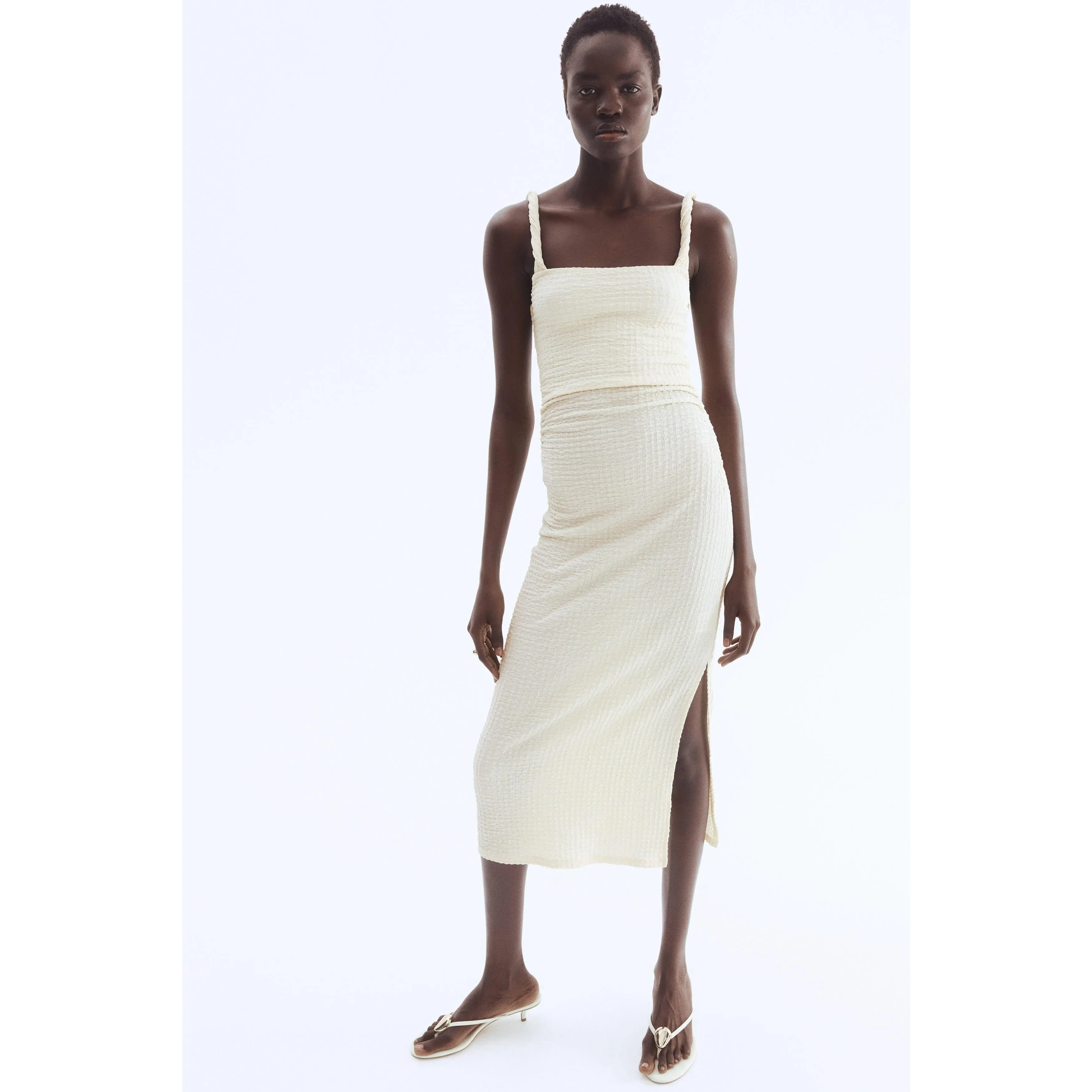 H&M Textured jersey midi dress - TikTok Shop