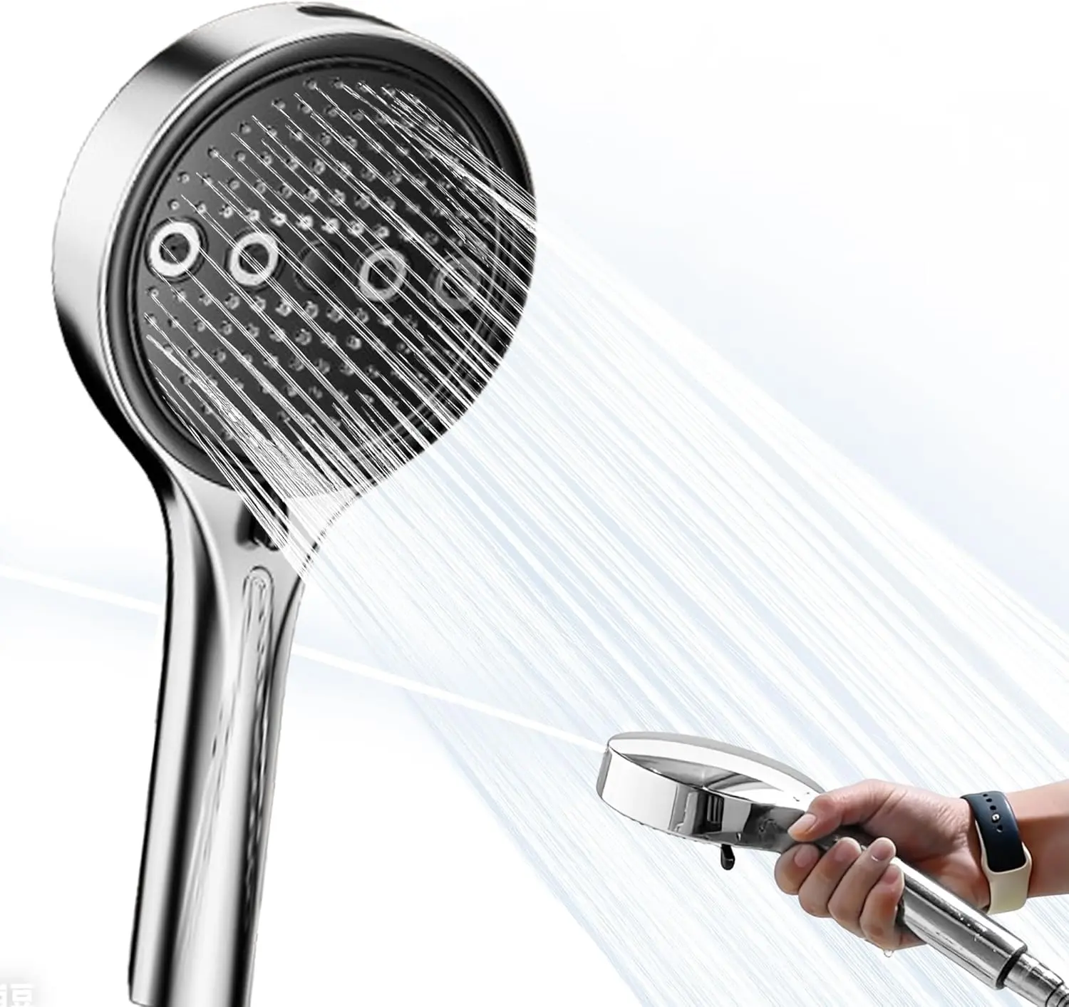 Chrome Filtered Shower Head with Handheld - High Pressure, 3 Spray Modes, Removable, Adjustable Angle Large Face Rainfall Design for Hard Water Bath (Shower Heads for Bathroom Supplies), Filtered Shower Heads