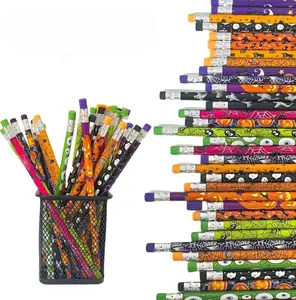 48 count Halloween Pencils Ghost Pumpkin Wooden Pencils with Erasers for Halloween Trick or  Goodie Bag Fillers Party Favor