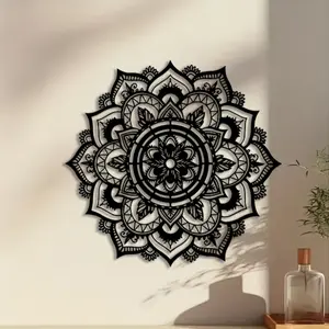 1pc Mandala Flower Metal Wall Art, Mandala Flower Statue Mural, Perfect for Bohemian Wall, Christmas Decor, Ideal Gift for Spiritual Seekers, Anti-Corrosion Metal
