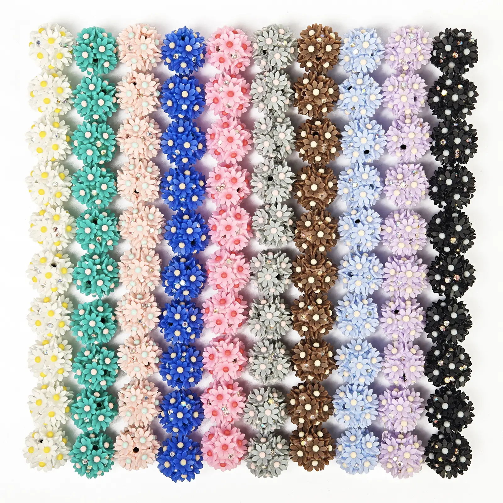 10Pcs Resin 3D Daisy Flower Decorative Beads DIY Jewelry Making Charms for Christmas Halloween Thanksgiving Handmade Craft Projects