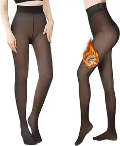 Women's Tights Fake Translucent Warm Thermal Pantyhose Sheer Thick Leggings Ladies Under Dress for Winter with Plush Inner Layer,High quality Tights,Soft and Breathable,Stretchy,Everyday,Minimalist,Slim.