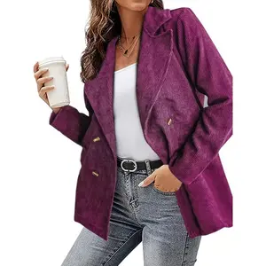long sleeve suit jacket Plus Size, The New Autumn And Winter Women's Blazer Is Made Of Corduroy Fabric, Warm And Comfortable, Suitable For Going Out For Dates And Parties