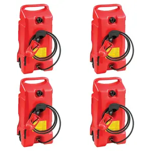 Scepter Flo N Go DuraMax 14 Gallon Portable Gas Fuel Tank with Pump, 4 Pack, Red
