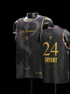 Kobe Bryant 8&24 Los Angeles Black Mamba Snakeskin Retro Basketball Jersey Purple Gold Trim Breathable Mesh Sleeveless for Kobe Fans Supporters, Mamba Mentality Collectors Retro Lovers & Streetwear Basketball Enthusiasts