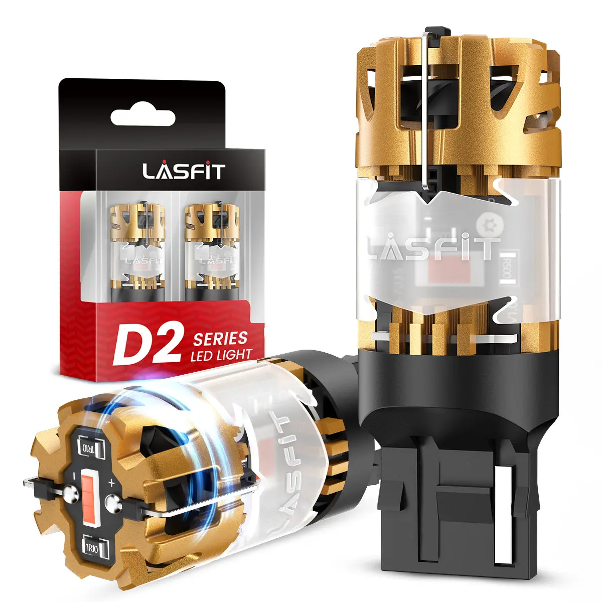 Lasfit red 7440 CanBus-Ready Rear Turn Signal Light Brake Light Tail Light LED Bulbs | D2 Series