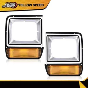 Pickup Headlight Headlamp Bezel Set w/ Corner Parking Light Fit For 86-90 Dodge