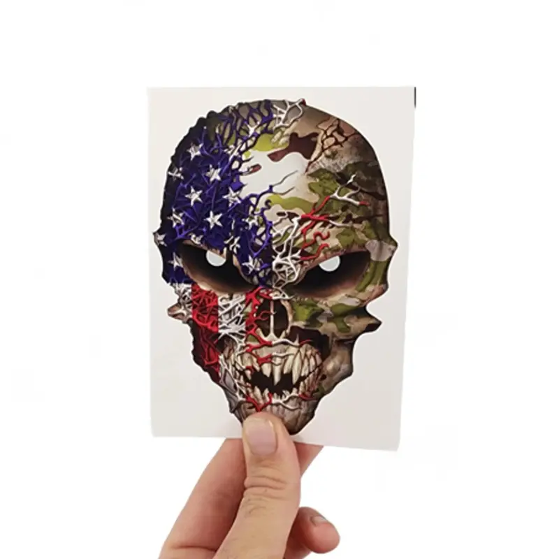 USA American Flag Skull Decal Camo Camouflage Military Decal Sticker Car Truck