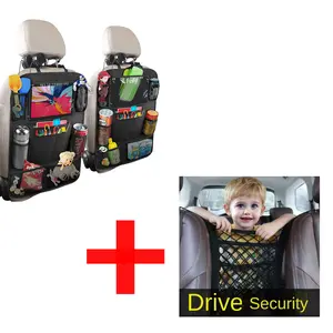 2 Pack Car Backseat Organizer, accommodate a 10-inch iPad,9 Storage Pockets Seat Back Protectors Kick Mats for Kids Toddlers, Travel Accessories long-distance
