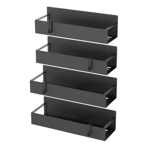 Top TikTok Seller | 4-Piece Metal Magnetic Spice Rack Storage Set, Includes Fridge & Microwave Hooks, Magnetic Shelf with Tissue Holder, Kitchen Gadget, Home Organization Rack, Space-Saving Kitchen Decor