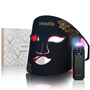 Veraylife Red Light Therapy LED Face Mask with 7 Colors 8 Modes 850nm Near Infrared & Blue Light for Acne Reduction Portable Home Device 432 Beads Pro LEDs Facial