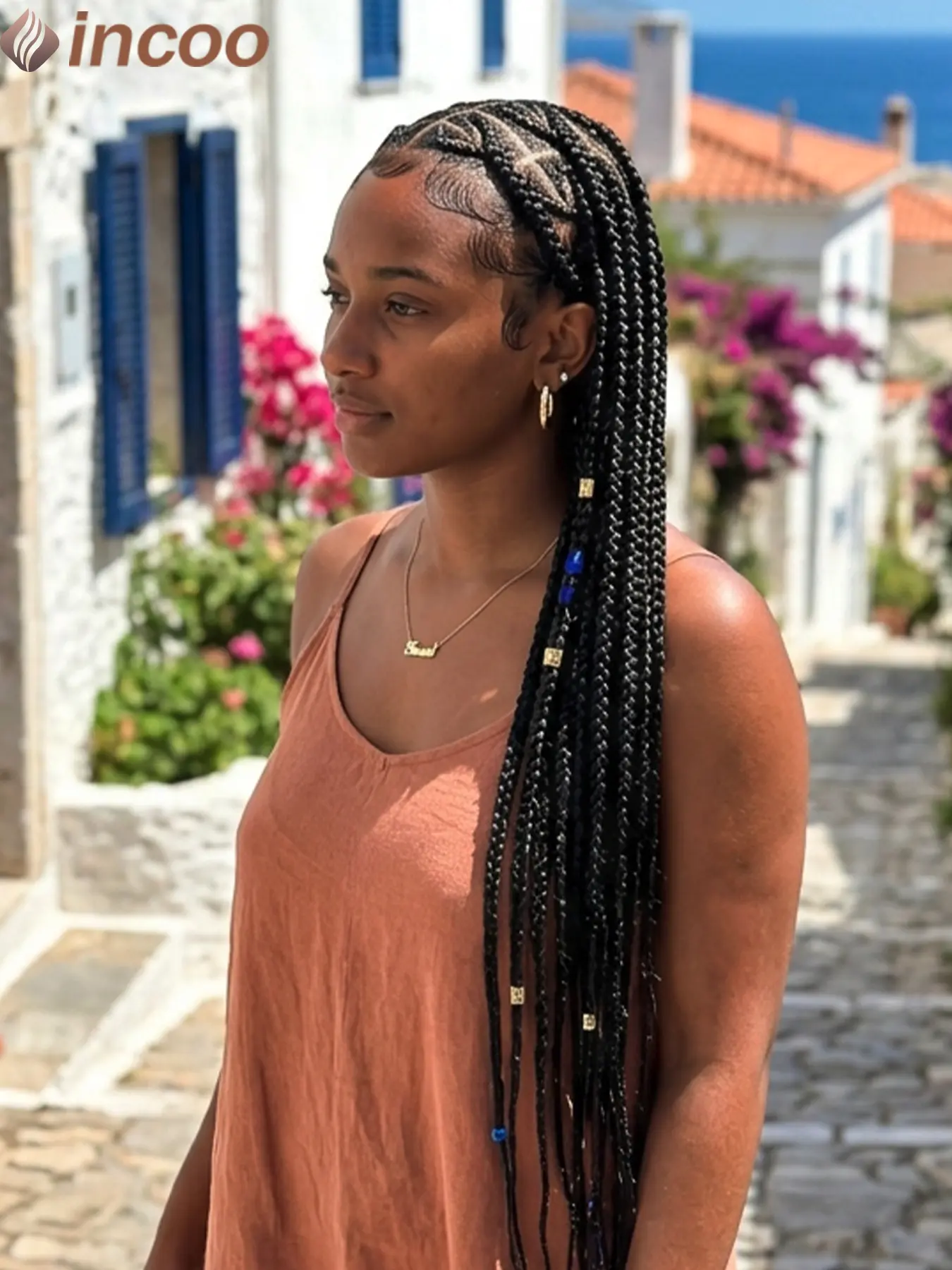 36'' Heart-shaped Braids Wig Knotless Box Braided Wig Full Lace Front Braids Wig for Black Women Synthetic Braided Lace Wigs African Tribal Braided Wig Faux Locs Cornrow Wig Beginner-friendly Daily&Party Hairstyle Handmade Braid Wigs Fulani Braids