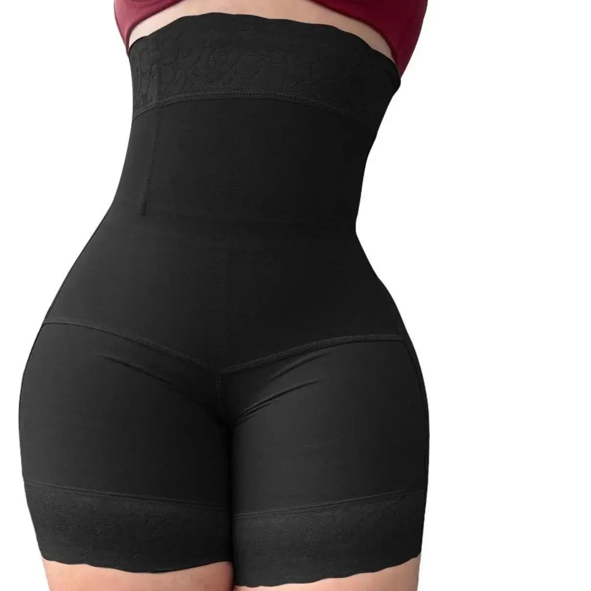 Women's High-Waist Curvy Faja Girdle Shapewear Shorts - Butt Lifter, 25% Spandex Nylon Blend, Breathable Smooth Fabric, Zippered Crotch, Fit, Body Contouring