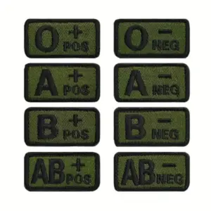 Team Formation Blood Type Patch Set, Tactical Rescue Velcro Fastener Patches, Durable Nylon Material, Ideal for Emergency Services