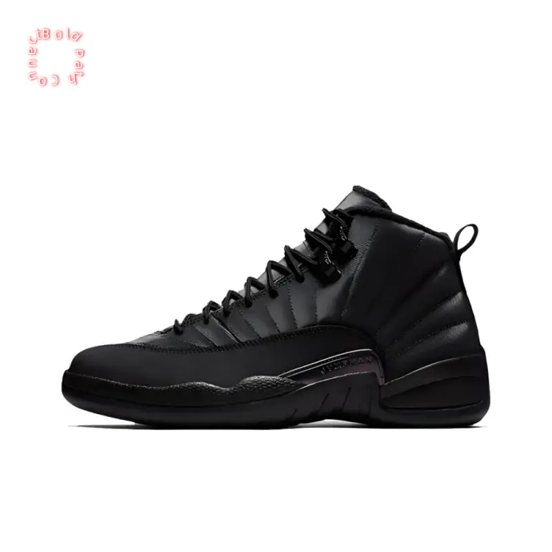 All-Black High-Top Winterized Basketball Shoes with Waterproof Upper, Plush Lining, and Carbon Fiber Plate Details