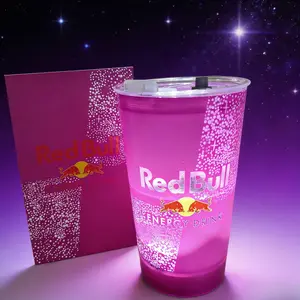 Red Bull Creative Bar Party Luminous LED 14oz Cup Free Straw Lid Easy Cleaning Exclusive Perks  Lights up when water is added