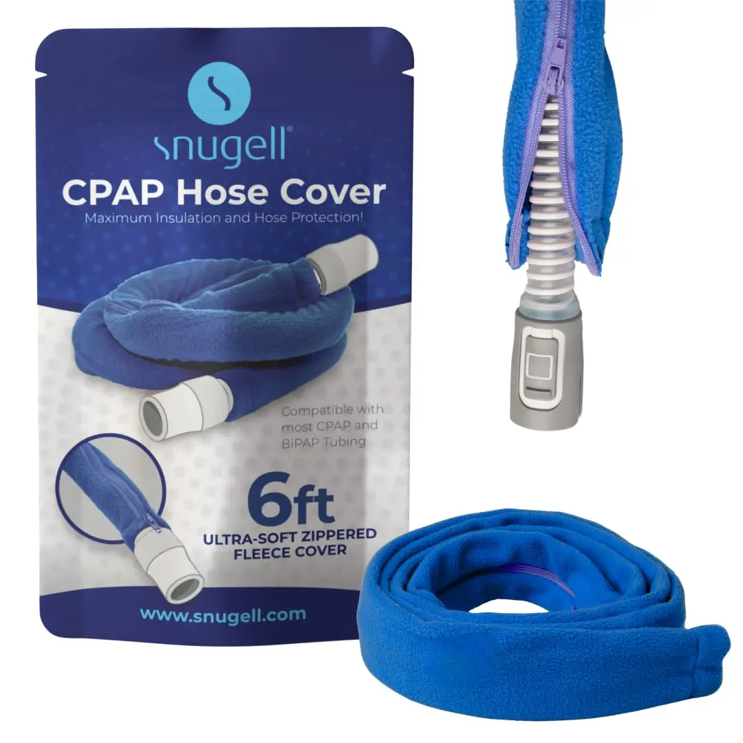 Snugell CPAP Hose Cover – 6ft Tubing Wrap in Blue – Compatible with ResMed, Fisher & Paykel, and Other Brands – Ultra-Soft Full Zippered Fleece CPAP Tube Cover for Insulation and Protection