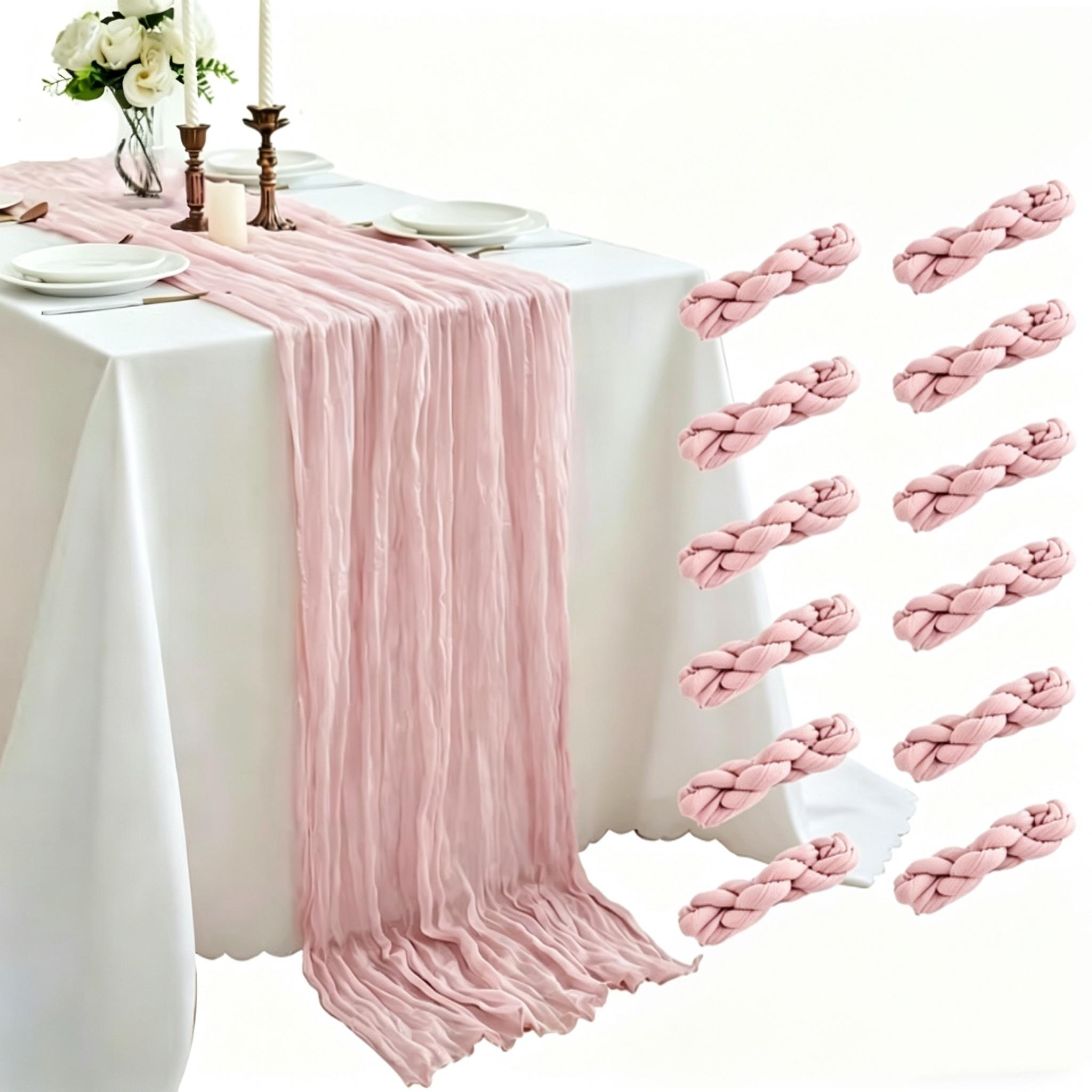 12 Pack Table Runner, Cheesecloth Table Runner, 10ft Table Runner, for Wedding Reception, Boho Rustic Wedding, Party, Bridal Shower Decor, Home Decor Valentine's Day