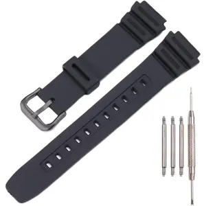 Resin Strap Compatible with Casio AE-1300 AE-1200 F-108 W-216H AE-1000w SGW-300H AQ-S800W W-800H Men's Watch Band Sport Waterproof Silicone Replacement Bracelet