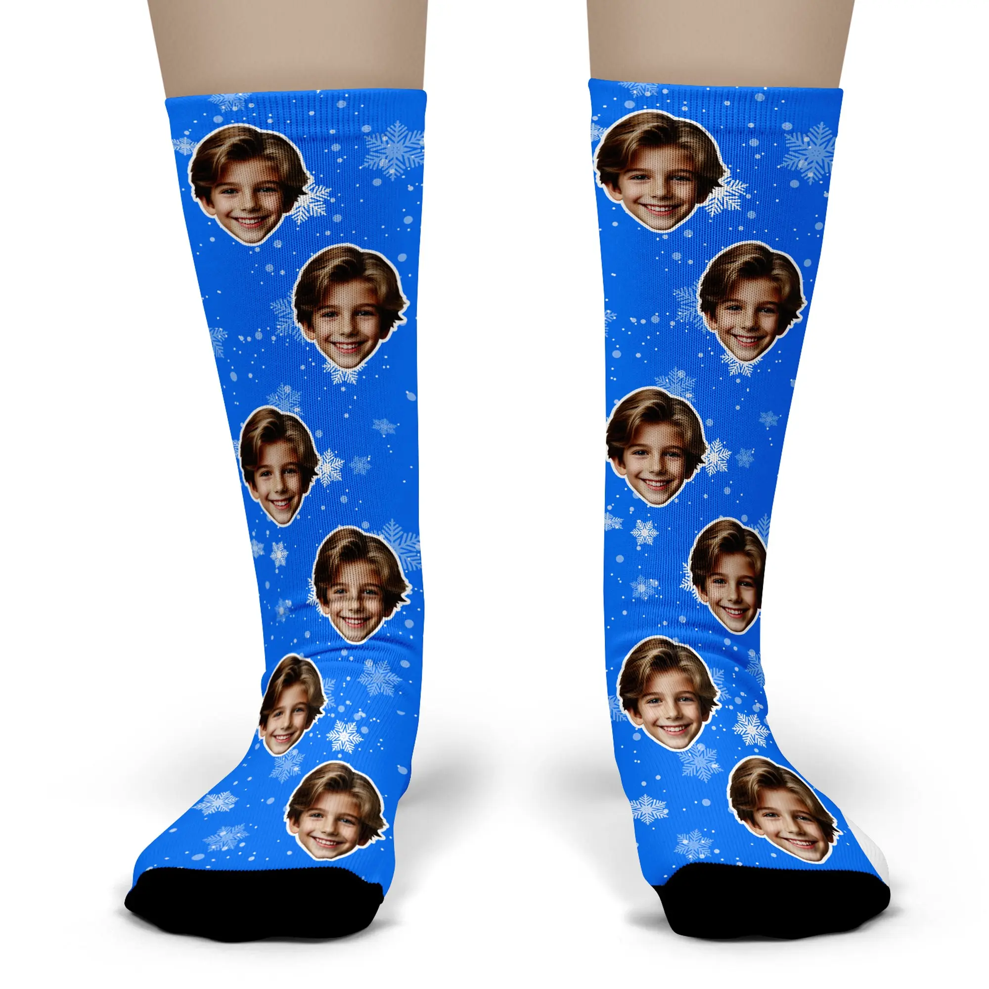 Custom Snowflake Socks – Personalized Face Photo Christmas Gift