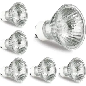 Halogen Bulb 120V 50W Halogen Light Bulbs for Candle Warmer Lamp,  with Glass Cover, 2700K Warm White, Dimmable, Pack of 6
