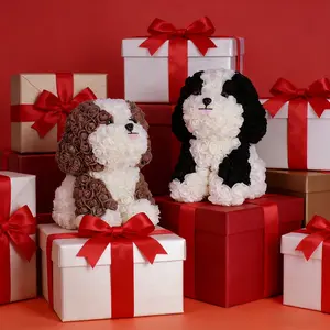 Cute Rose Flower Dog Ornament, 30cm Decorative Accessory for Home Decoration & Party Gifts, Perfect Gift Idea for Any Occasion