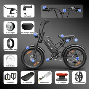 ASKMY E500 Fat Tire Electric Bike Replacement Parts – 20-Inch All-Terrain Fat Tires,  Left & Right Pedal Set, Waterproof and soft Seat, Brake Lever, Electric Throttle Handle Grip