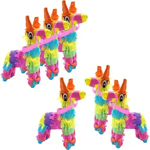 4E's Novelty 6 Pack Mini Pinatas – Mexican Pinata Decor, Donkey & Llama Pinatas for Fiesta & Parties