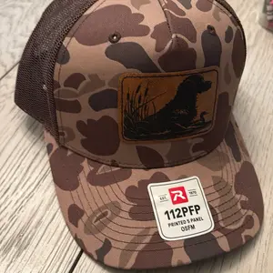 Richardson 112PFP Camo Hat with Boykin Spaniel Duck Design 5 Panel OSFM Printed Hat for Outdoor Enthusiasts
