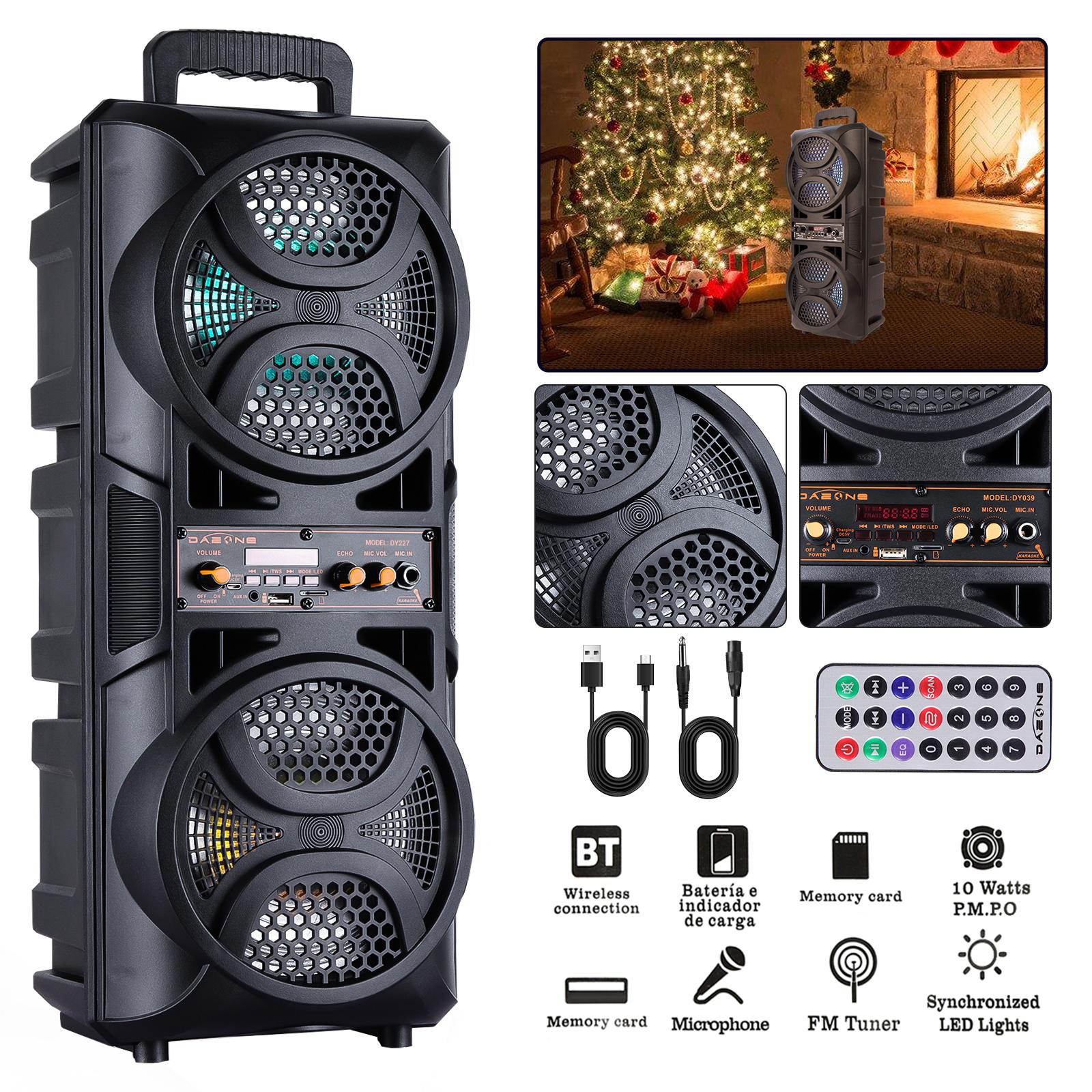 6.5" Dual Portable Wireless BT Speaker - Audio Karaoke Speaker System, Rechargeable Wired Microphone, Remote Control, Vertical LED Lights, FM Radio, Portable Wireless Soundbox, Speakers,back to school,back to school haul 6.5" Dual Portable Wireless BT Speaker - Audio Karaoke Speaker System, Rechargeable Wired Microphone, Remote Control, Vertical LED Lights, FM Radio, Portable Wireless Soundbox, Speakers,back to school,back to school haul