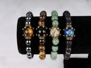 Crown Healing Crystals Bracelet, Bead Bracelets for Women Men, Crystal Jewelry, Natural Gemstone Jewelry, Energy Crystal, Spiritual Bracelet