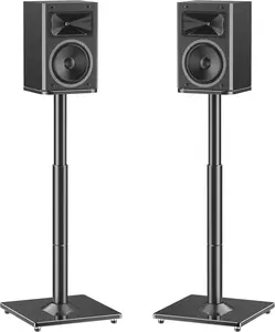 Universal Speaker Stands Pair 28.3" to 37.4" Height Adjustable Floor Speaker Stands, Holds Bookshelf &  Speaker Large Speaker, Up to 22LBS  Concealing 9.8" Plate Black MU9132-L