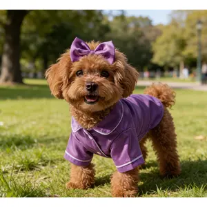 Exquisite pet pajamas designed for cats, dogs and other small to medium-sized furry companions.Crafted from ultra-soft, smooth silk, this cozy set includes a matching headband to help calm anxiety and soothe stress for your beloved pets.