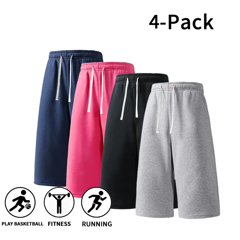 Men’s 4-Pack Casual Sports Shorts | Multicolor Elastic Waist Shorts for Gym & Streetwear,Summer vibe