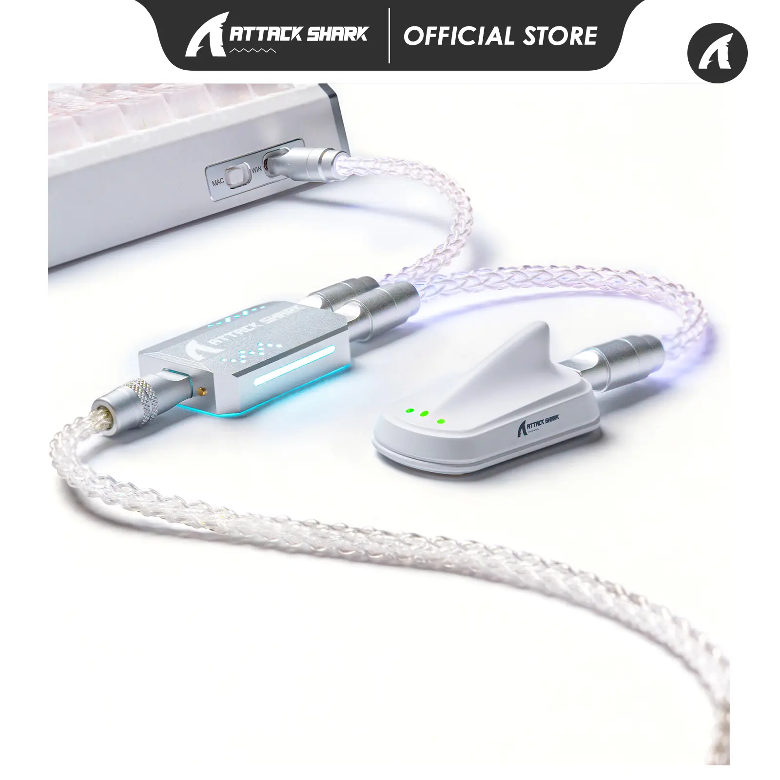 ATTACK SHARK C07PRO Single Crystal Copper Custom Braided USB-A to Dual Type-C Cable with Adjustable RGB Light,1-to-2 Mini Hub,CNC Anodized Aluminum Plug for 8KHz X68 R68 Keyboard R11 R5 Mouse